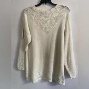 Elegant Cream Knit Women's Blouse
